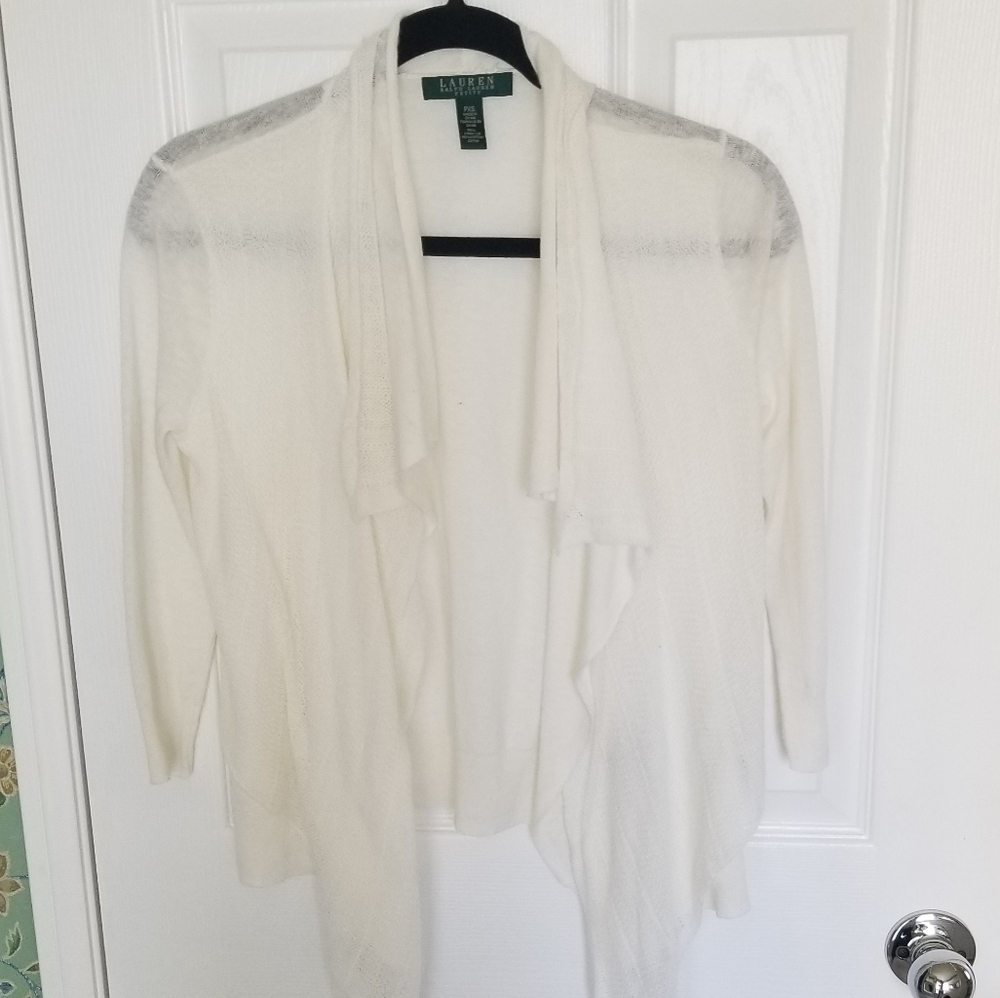 Lauren RL Linen/Cotton Symmetrical Front Cardigan